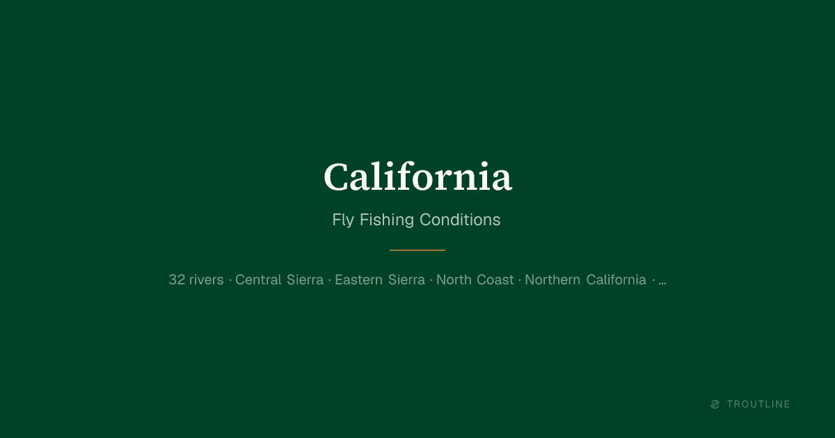 California Fly Fishing Report — 32 Rivers, Live Conditions | Troutline